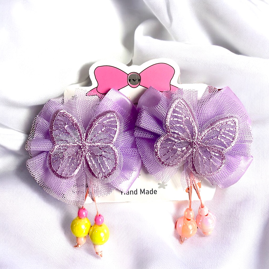 13.3 Set 2 kẹp mỏ vịt nơ (kẹp 4,5cm, nơ 6->7cm)