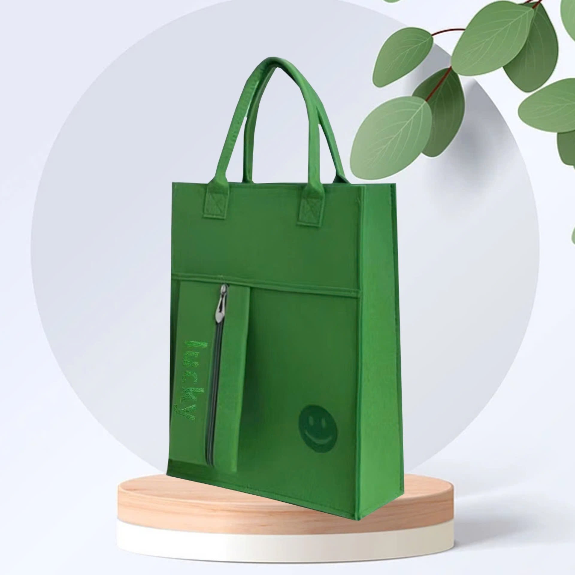 B7.3 Túi nỉ xách tay có ngăn khóa phụ lucky 33*25*9cm (k dây kéo)