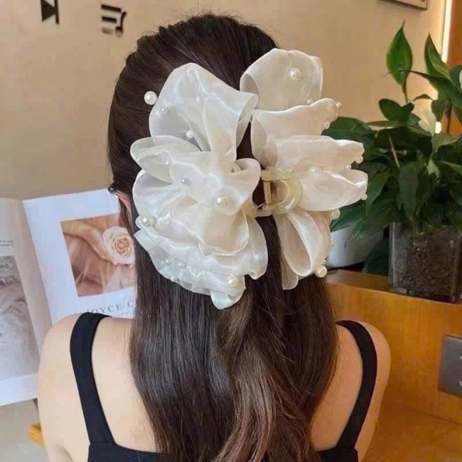 Kẹp tóc voan ngọc 13cm
