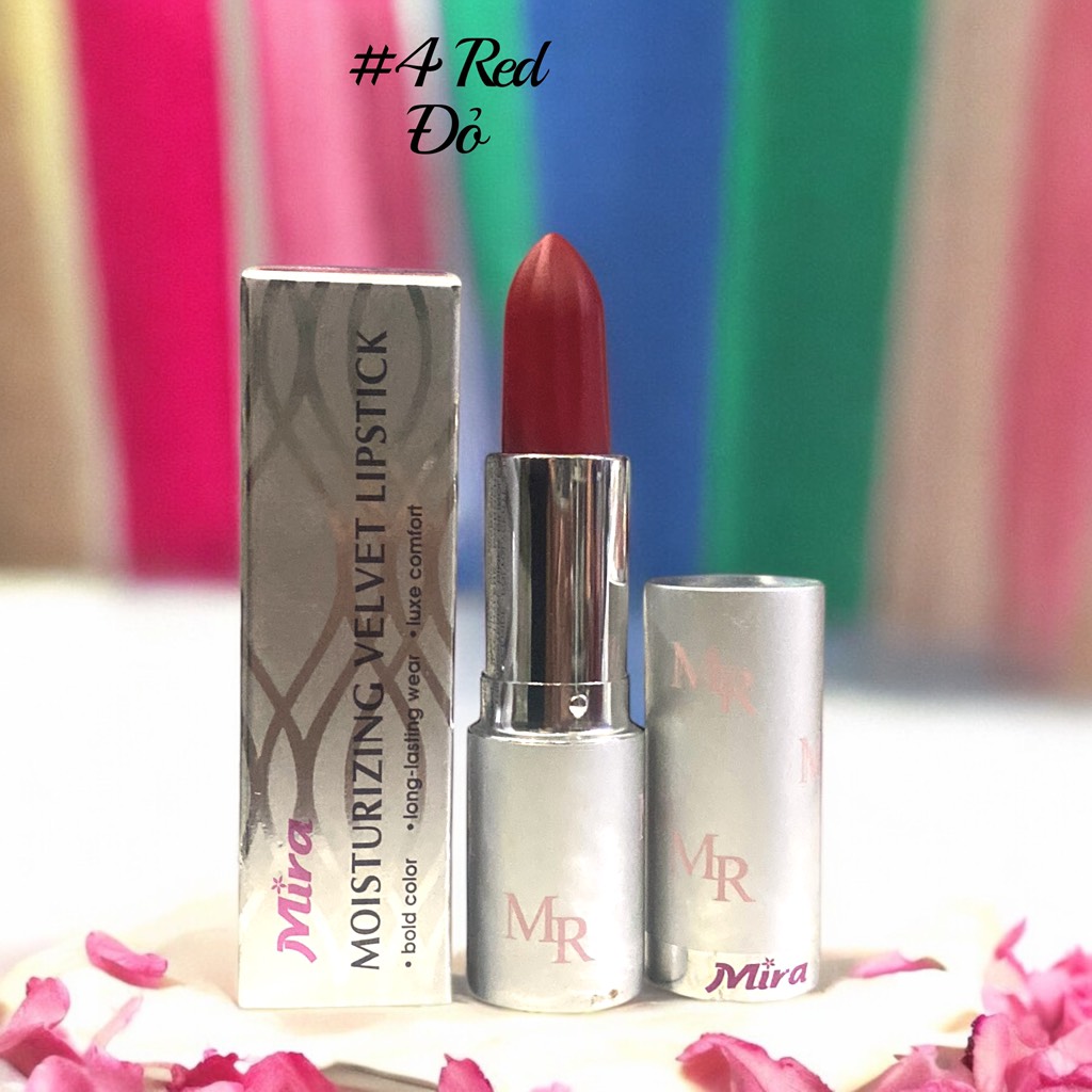 HLK Son Môi Nhung Lâu Trôi Mira Moistuizing Velvet Lipstick #04 Red 3.5g_Hàn Quốc