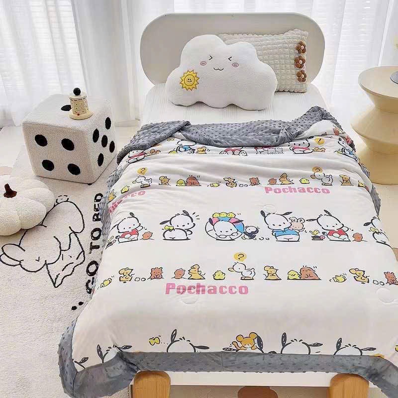 Chăn/Mềm Vải Lụa Hạt Đậu 3D Hoạt Hình 1m1x1m5