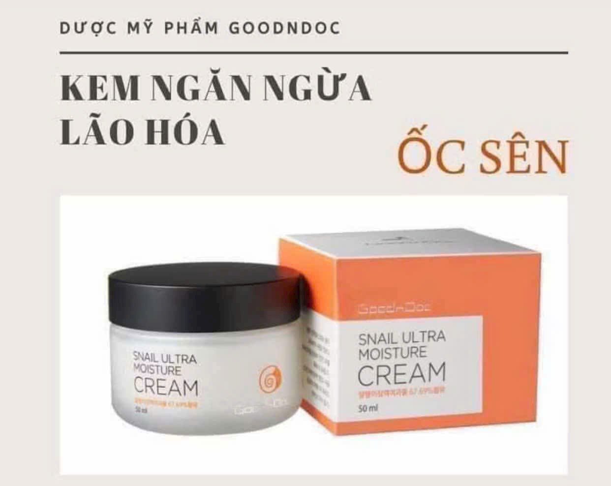 {S-T}Kem dưỡng ốc sên GoodnDoc Snail Ultra Moisture Cream Hàn Quốc 50ml