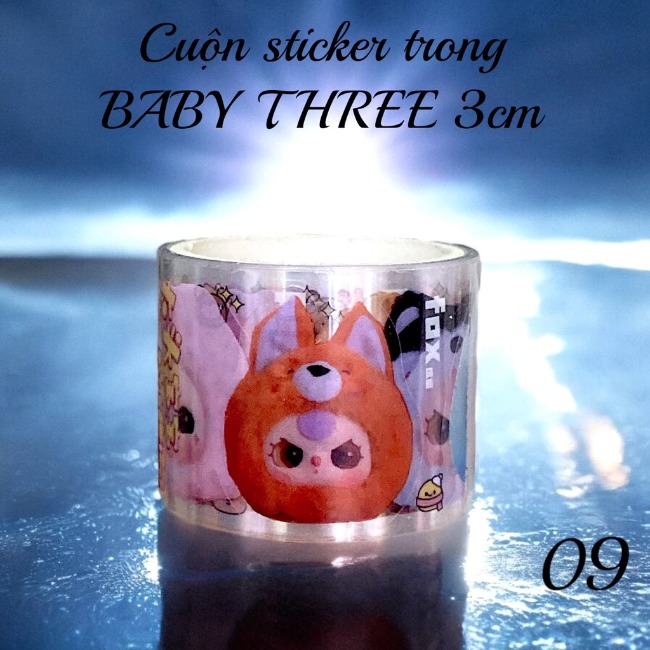 Cuộn sticker trong nhũ BABY THREE 3cm