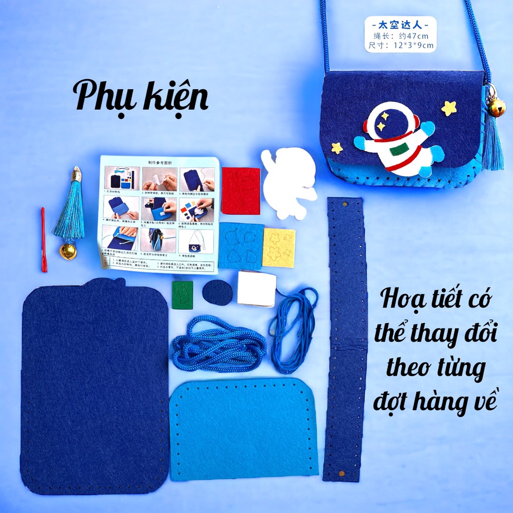 Phụ kiện làm túi đeo chéo dễ thương kèm móc chuông tua rua 12cm