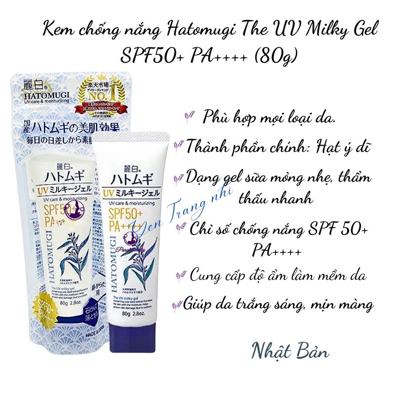 16.9 Kem Chống Nắng Toàn Thân Hatomugi UV  SPF50+/PA+++ Nhật Bản 80g