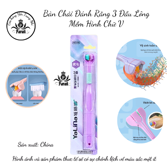 Bàn Chải Đánh Răng 3 Đầu Lông Mềm Hình Chữ V