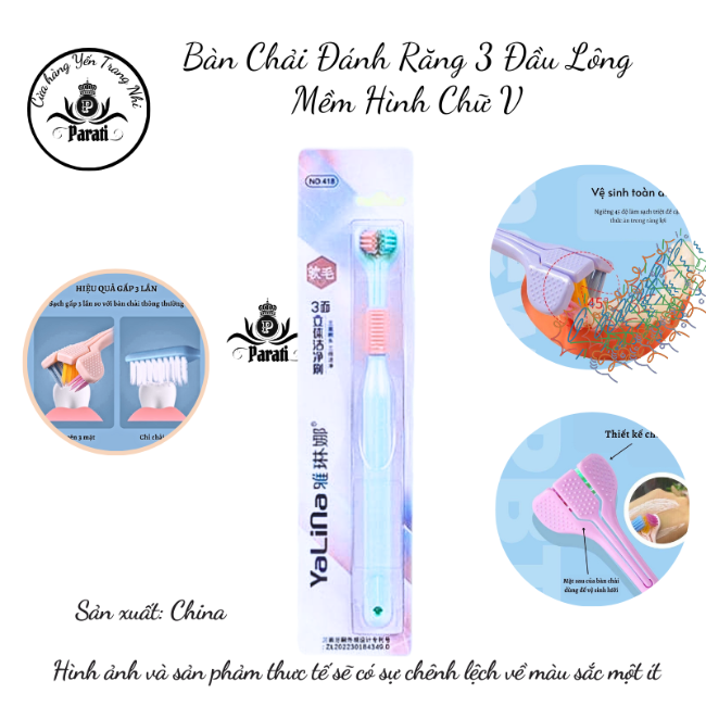 Bàn Chải Đánh Răng 3 Đầu Lông Mềm Hình Chữ V