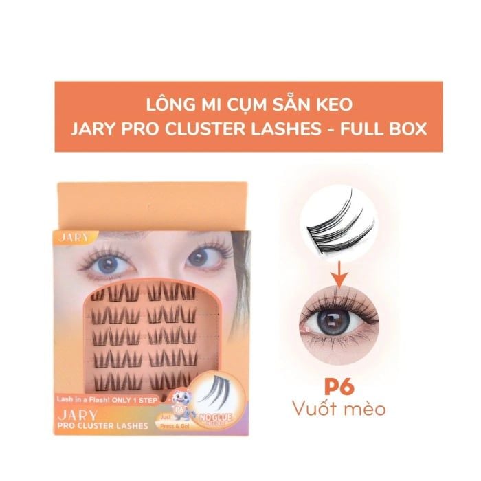14.6-14.8.Hộp mi giả Jary Pro Cluster Lashes 6 hàng (có sẵn keo) - Full hộp