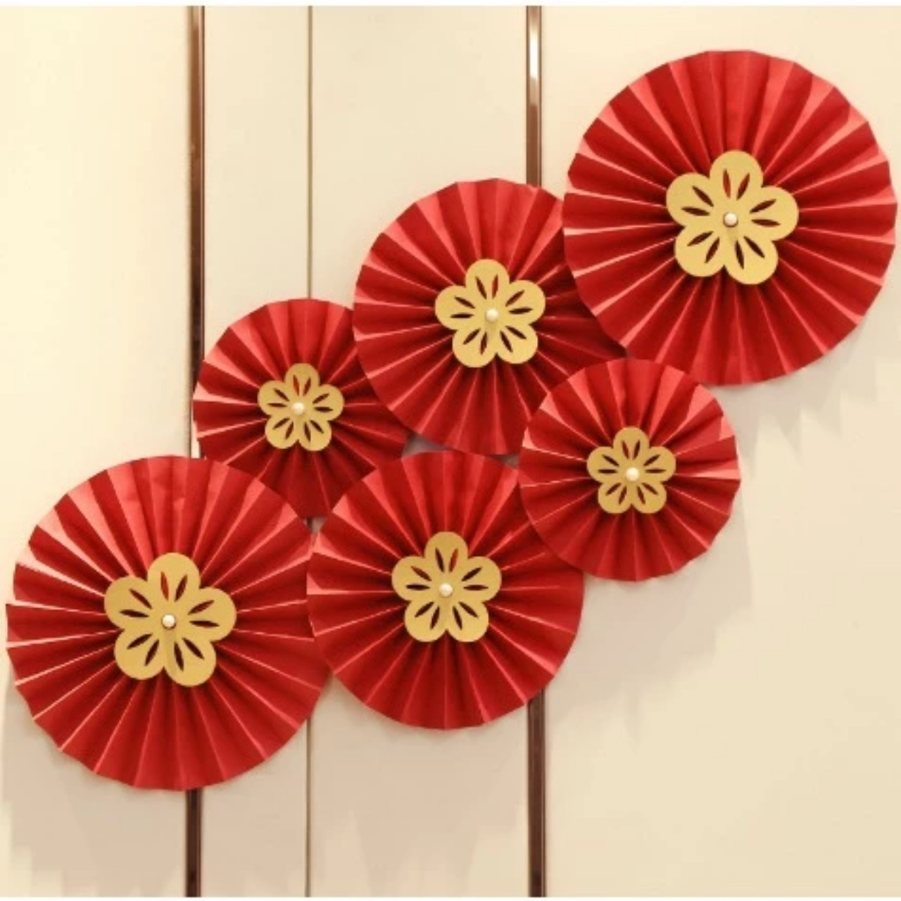 Set 6 quạt giấy hoa vàng