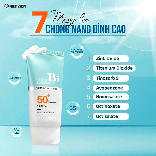 HLK-Kem Chống Nắng DD Prettyskin Hydra B5 Sun Cream SPF 50+/PA Hàn Quốc 70ml