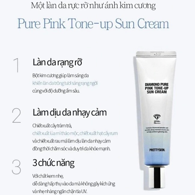 Kem chống nắng Kim cương PrettySkin Diamond Pure Pink Tone Up Sun Cream 50ml