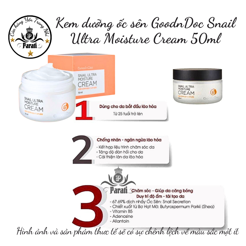 {S-T}Kem dưỡng ốc sên GoodnDoc Snail Ultra Moisture Cream Hàn Quốc 50ml