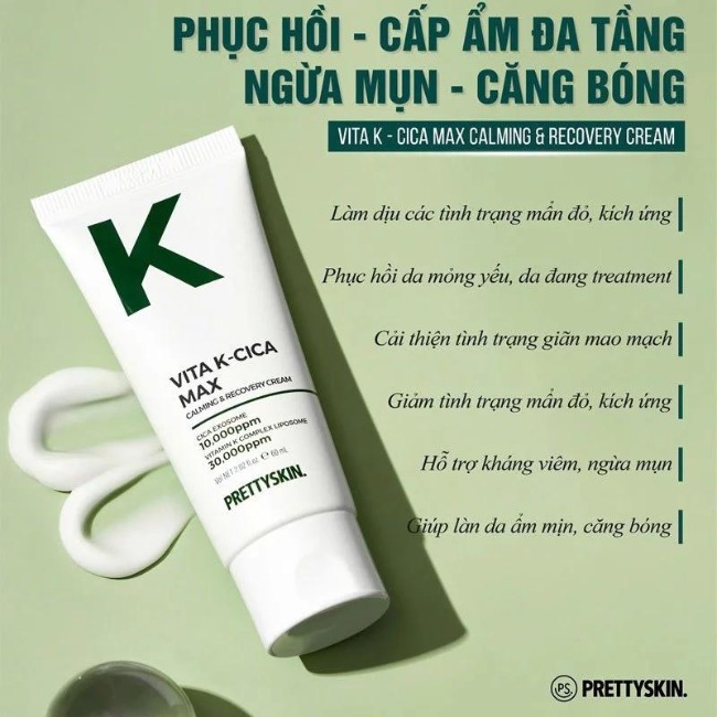 Kem dưỡng PrettySkin Vita K-Cica Max Calming & Recovery Cream 60ml