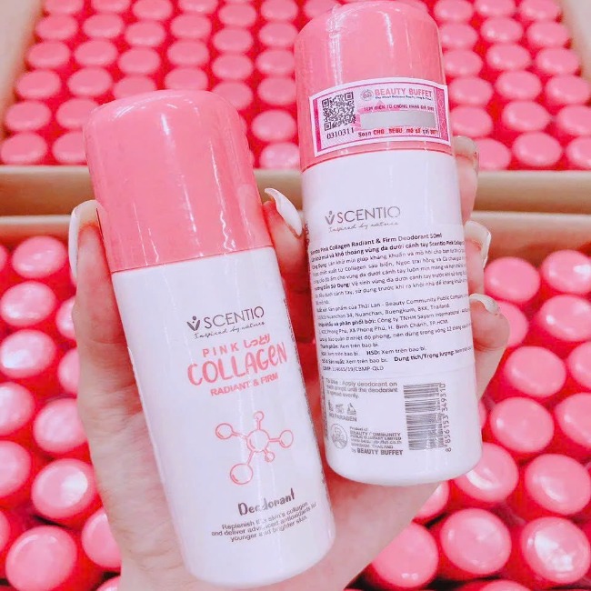 Lăn Khử Mùi Khô Thoáng Vùng Da Dưới Cánh Tay Scentio Pink Collagen Thái Lan 50ml