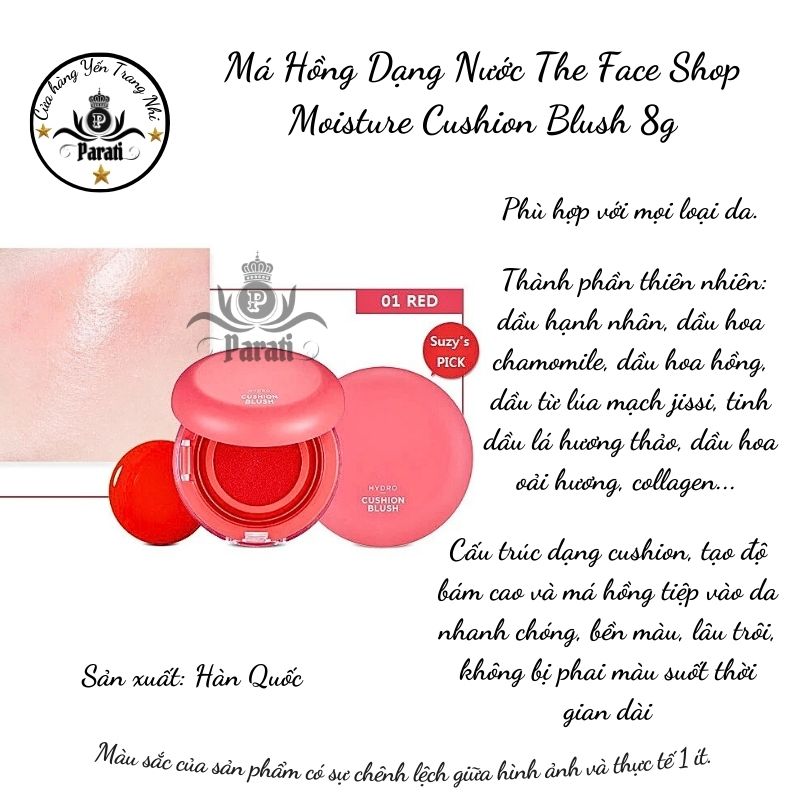 Má Hồng The Face Shop Moisture Cushion Blush 8g #01 Red