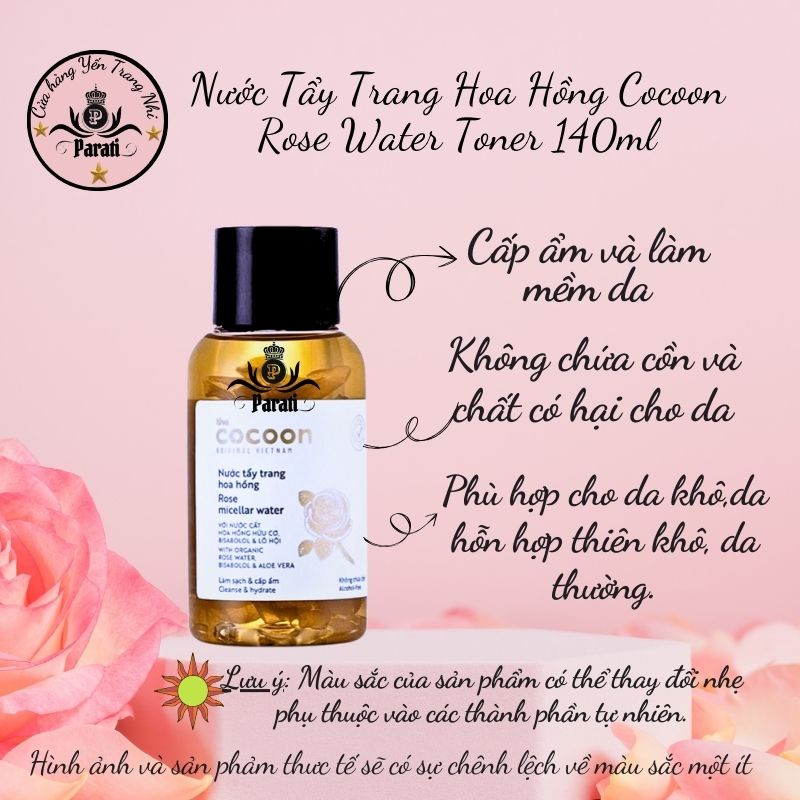 Nước Tẩy Trang Hoa Hồng Cocoon Rose Micellar Water 140ml