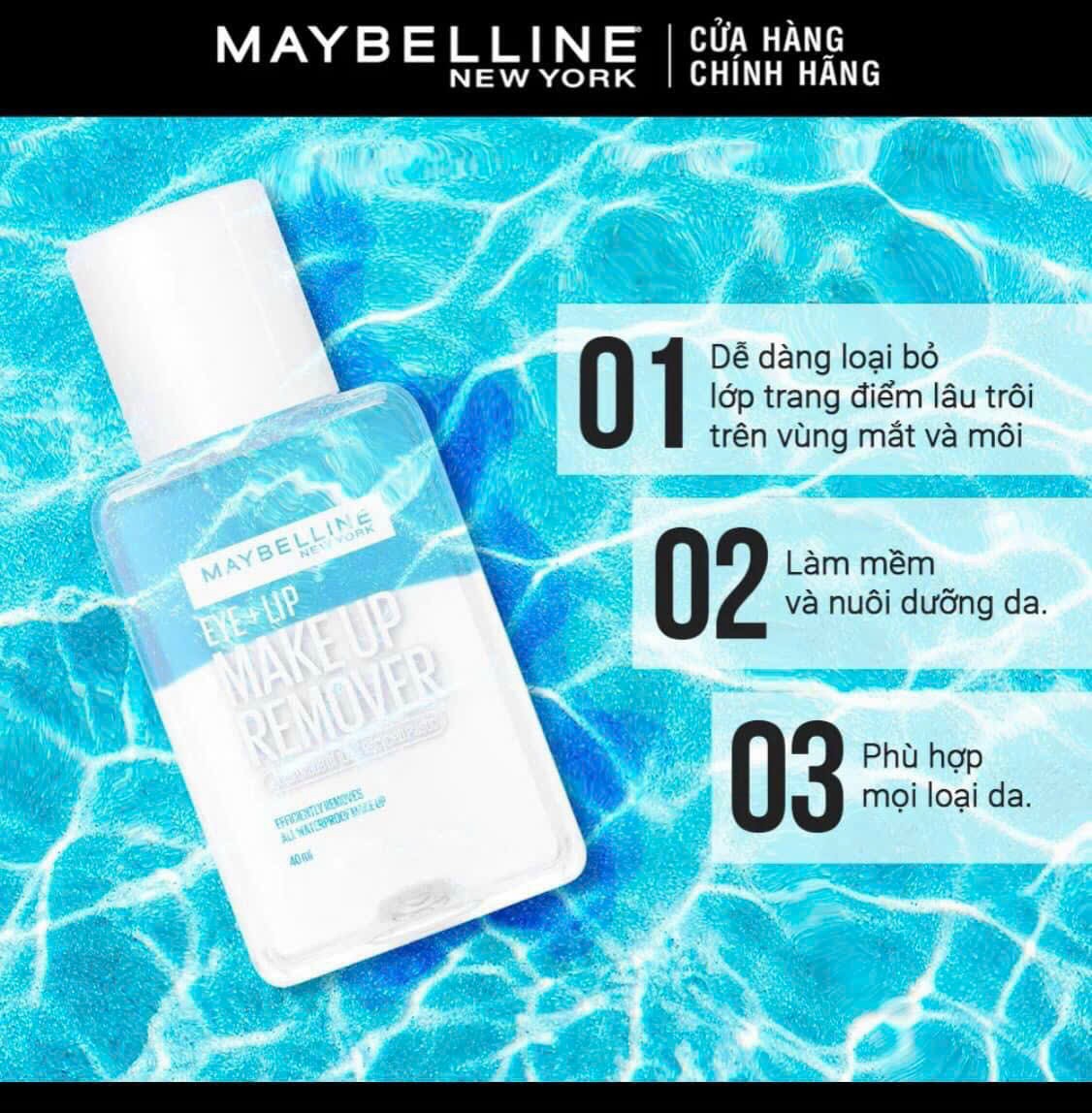 Nước Tẩy Trang Mắt Và Môi Maybelline Eye+Lip Make Up Remover 40ml G