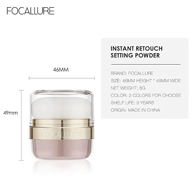 Phấn phủ dạng bột kiềm dầu chống nước, lâu phai Focallure 6g #01