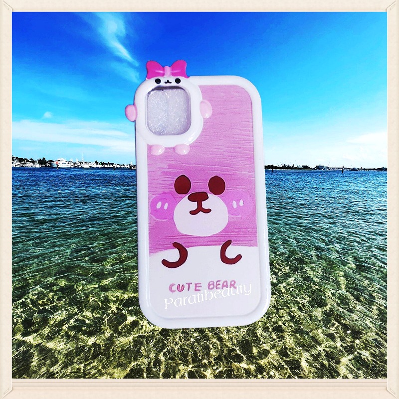 Ốp Điện Thoại Mềm Hình Gấu Hồng Dễ Thương Dành Cho Iphone