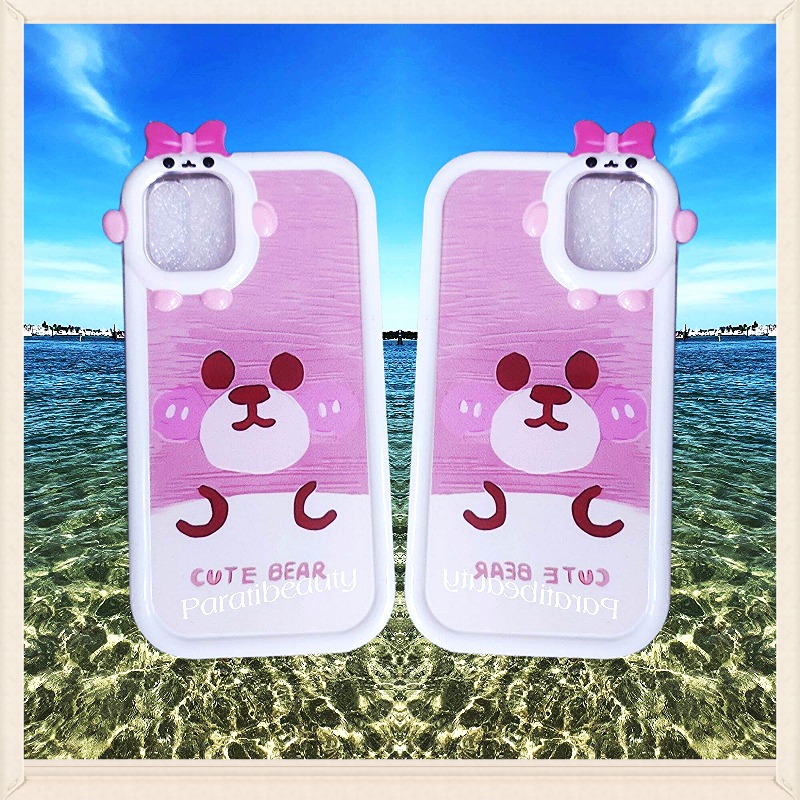 Ốp Điện Thoại Mềm Hình Gấu Hồng Dễ Thương Dành Cho Iphone