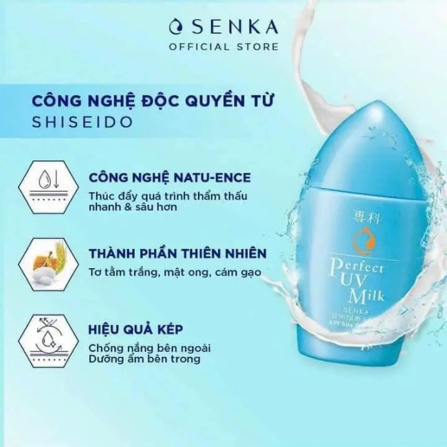 Sữa Chống Nắng Senka Perfect UV SPF50/PA+++Dưỡng Ẩm 40ml