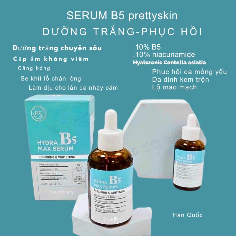Serum Phục Hồi Dưỡng Trắng Prettyskin Hydra B5 Max Serum Hàn Quốc 50ml