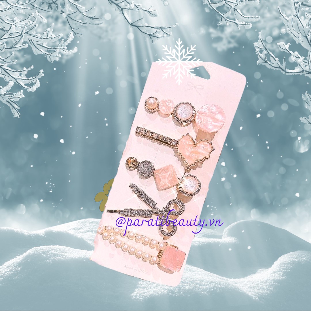 Sét 5 cái kẹp tóc mái ngoc trai mix mẫu