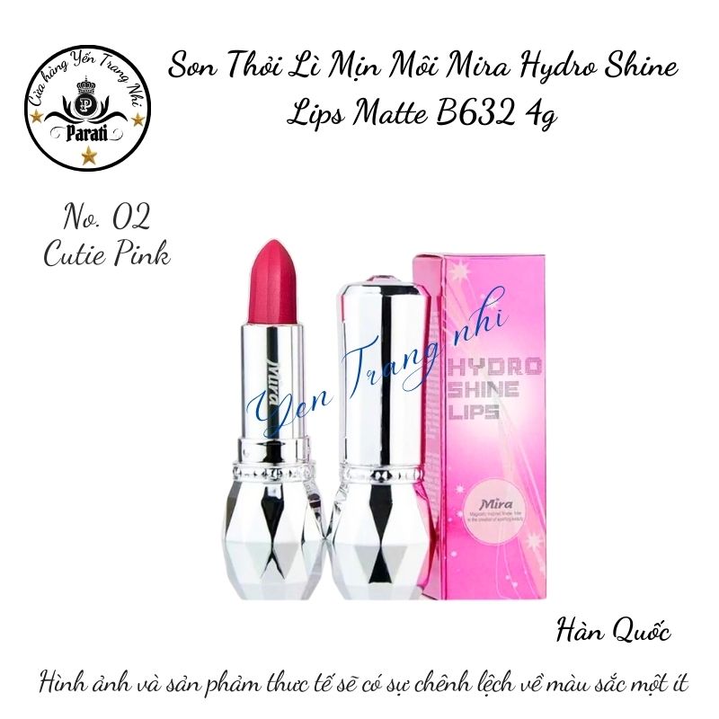 Son Thỏi Mira Hydro Shine Lips Matte B632 Lì Mịn Môi 4g