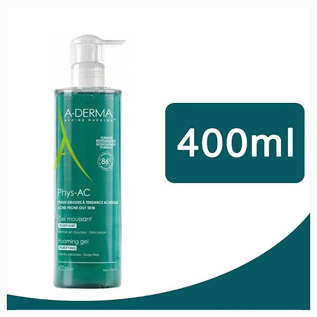Sữa Rửa Mặt Da Dầu Mụn, Nhạy Cảm A-derma Phys-AC Purifying Foaming Gel 400ml