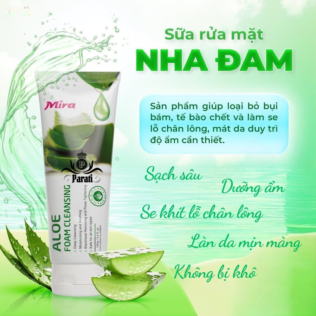 Sữa Rửa Mặt Nha Đam Mira Aloe Foam Cleansing 100gr