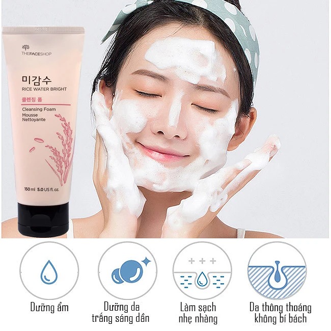 Sữa Rửa Mặt Chiết Xuất Sữa Gạo Không Hạt The Face Shop Rice Water Bright 150ml G