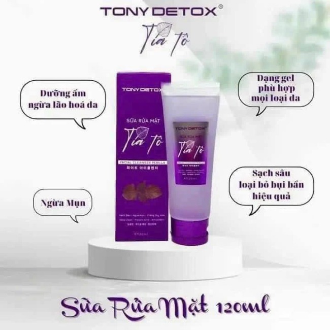 Sữa rửa mặt tía tô sạch sâu - ngừa mụn - chống oxy hóa Tony Detox 120ml