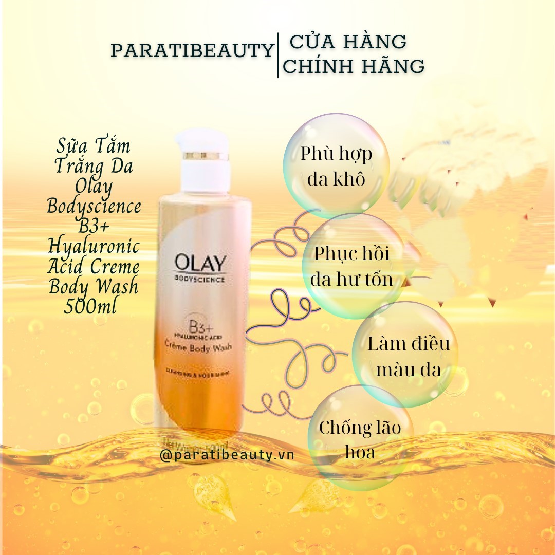 HLK Sữa Tắm Olay Bodyscience B3+ Hyaluronic Acid Creme Body Wash 500ml Thái Lan