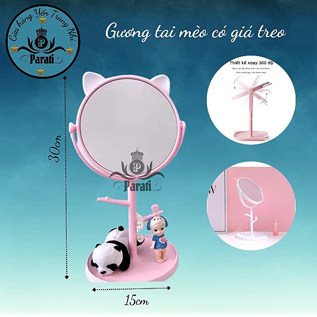B8.10 Gương tai mèo có giá treo tiện lợi