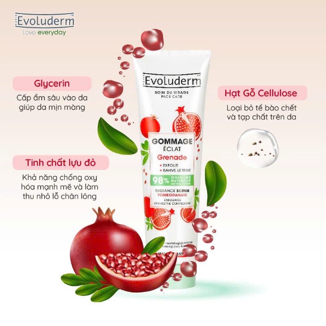 Tẩy tế bào chết dưỡng ẩm da mặt Evoluderm 150g