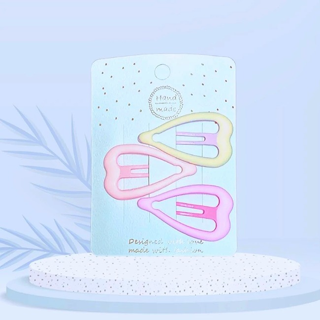 13.1 Sét 3 Kẹp Tim Sao Dài Trắng Hồng