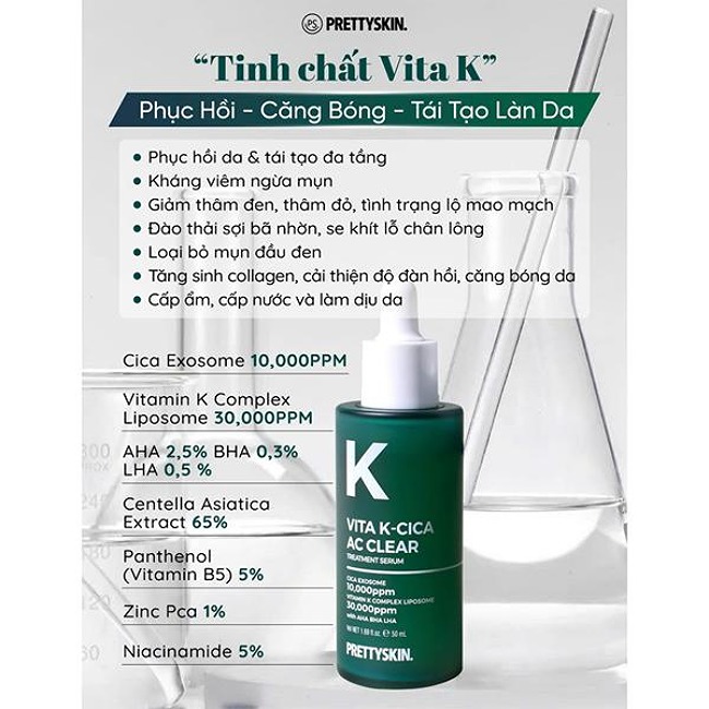 Tinh Chất PrettySkin Vita K-Cica AC Clear Treatment Serum 50ml