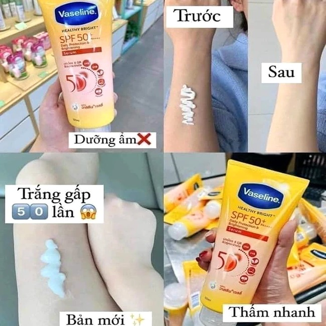 Tinh Chất Dưỡng Thể Vaseline Healthy Bright Sun SPF 50+ PA++++ 300ml