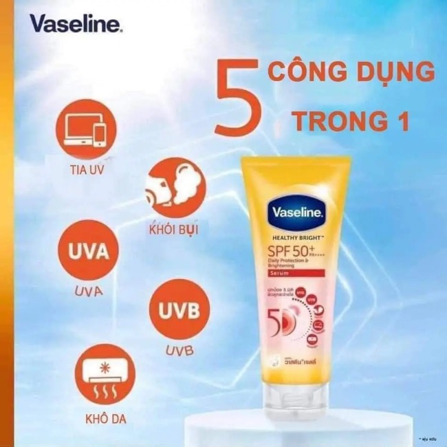 Tinh chất dưỡng thể Vaseline Healthy Bright Sun + Pollution Protection SPF 50+ PA++++70ml