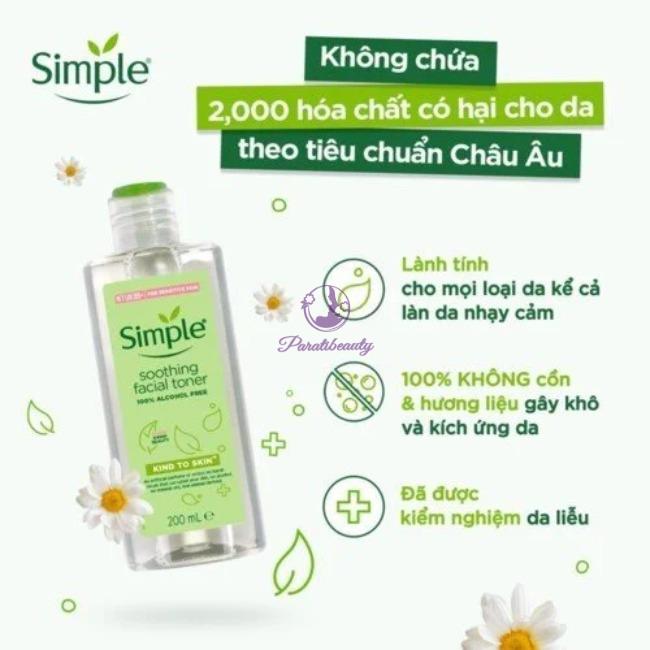 Toner Cân Bằng Độ Ẩm Cho Da Simple Kind to Skin Soothing Facial Toner 200ml