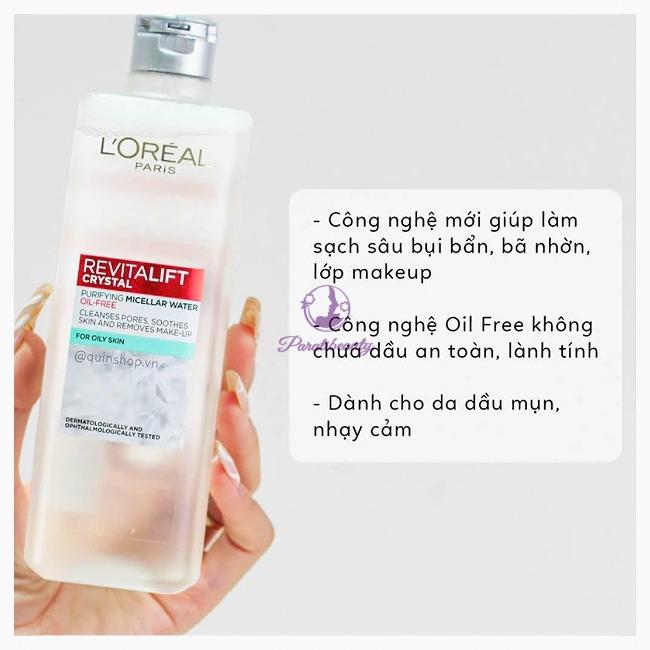 Nước Tẩy Trang Dưỡng Ẩm L'Oréal Paris Revitalift Crystal Purifying Micellar Water 95ml