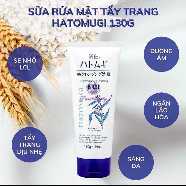 Sữa Rửa Mặt Ý Dĩ Dưỡng Ẩm Sáng Da Hatomugi Naturie