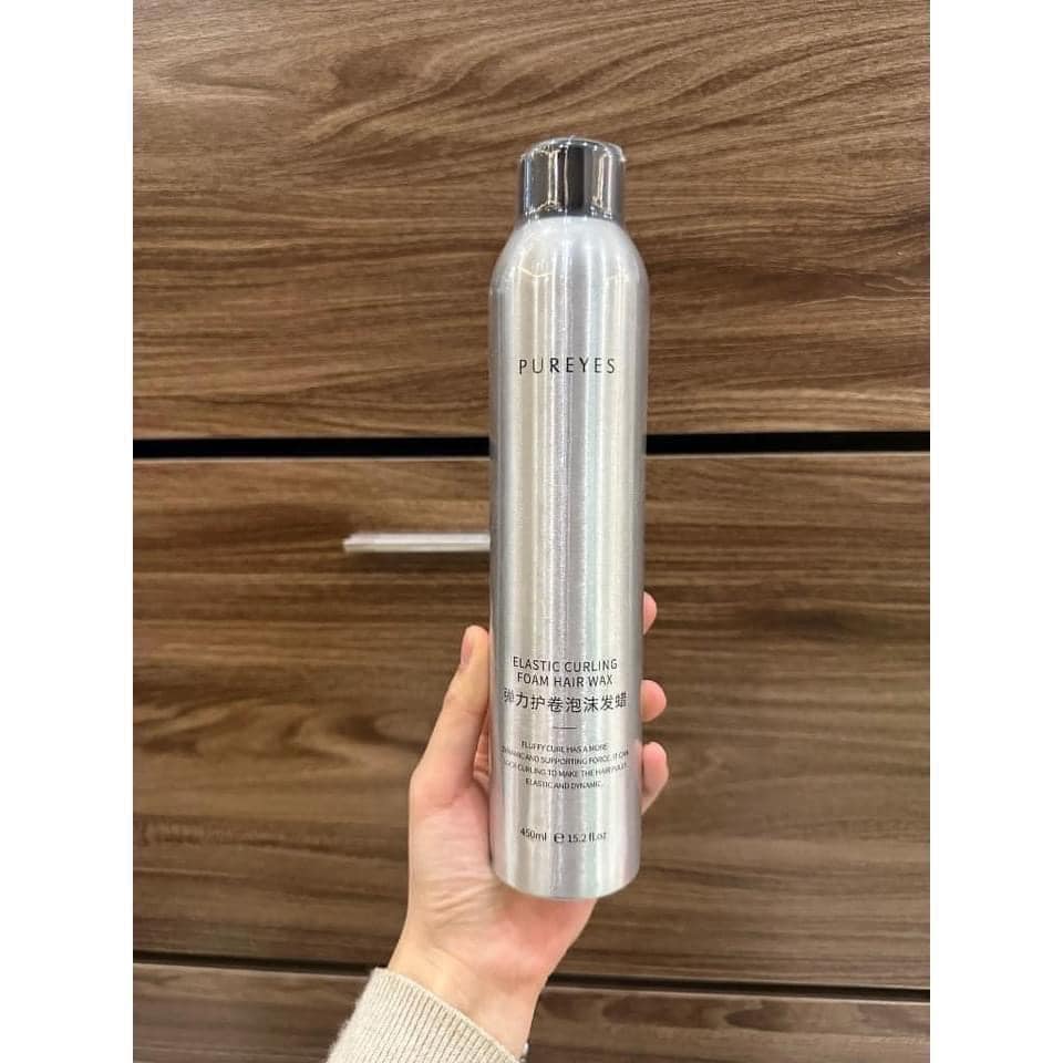 Xịt bọt giữ nếp xoăn mềm mại cho tóc uốn Pureyes 450ML