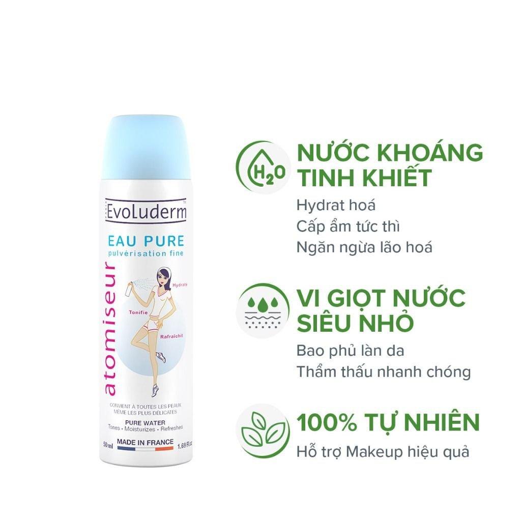 Xịt Khoáng Cấp Nước, Dưỡng Ẩm Evoluderm Atomiseur Eau Pure