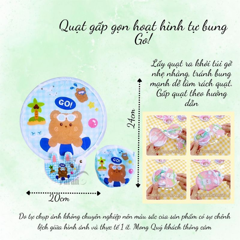 Quạt gấp gọn hoạt hình tự bung