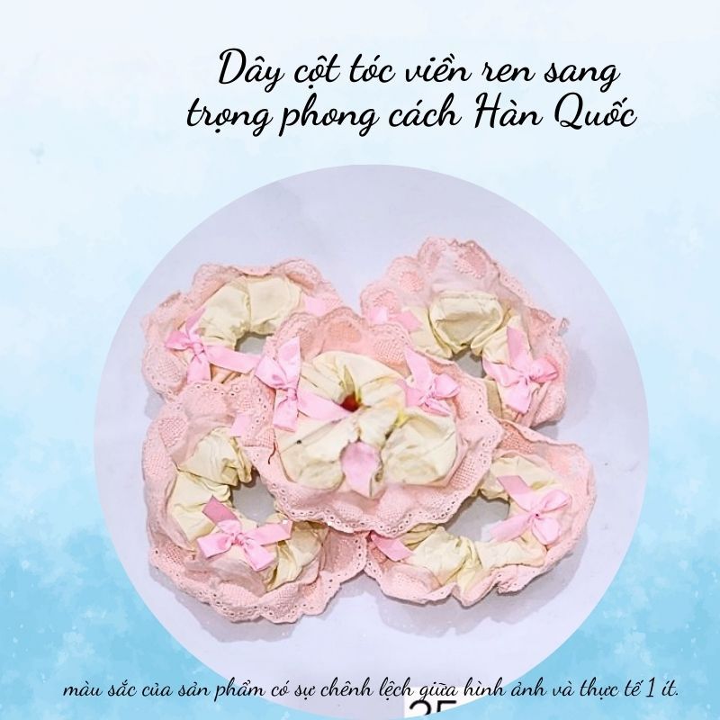 14.2 Dây cột tóc viền ren sang trọng phong cách Hàn Quốc