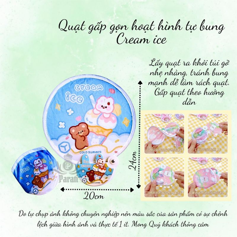 Quạt gấp gọn hoạt hình tự bung