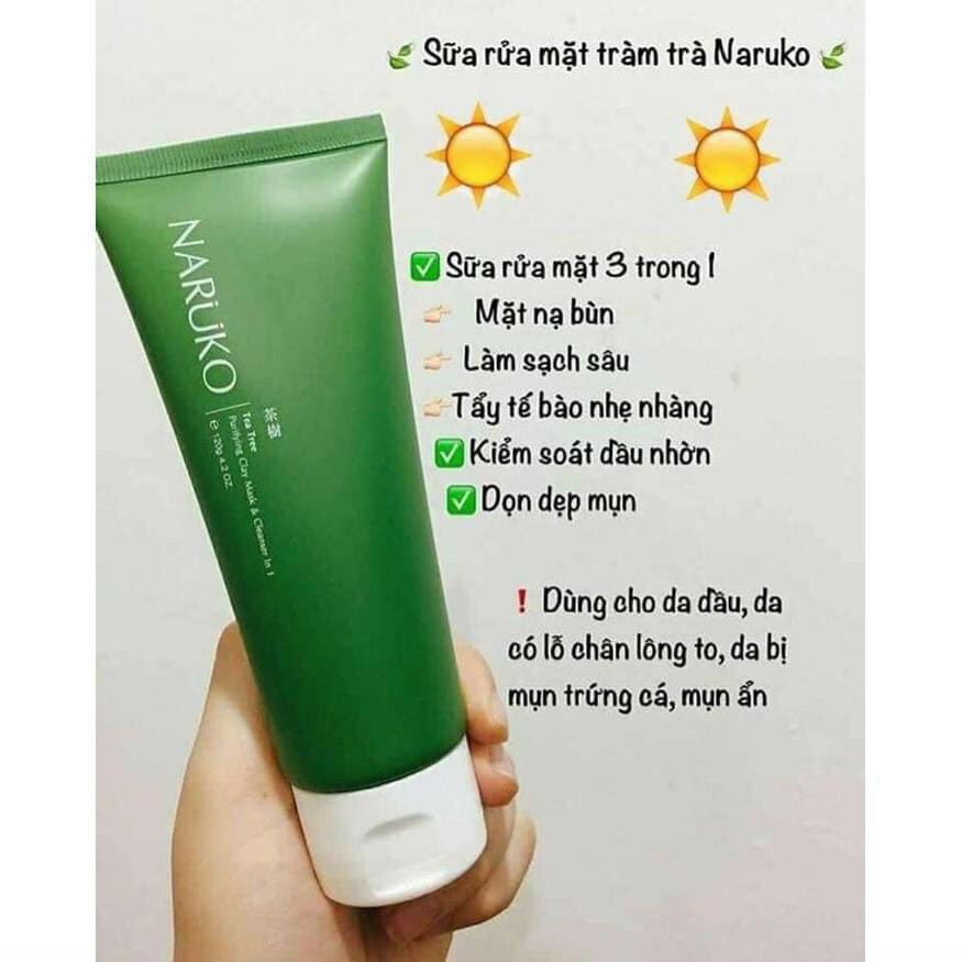 Sữa Rửa Mặt Bùn Hỗ Trợ Giảm Mụn Chiết Xuất Tràm Trà Naruko 120g G