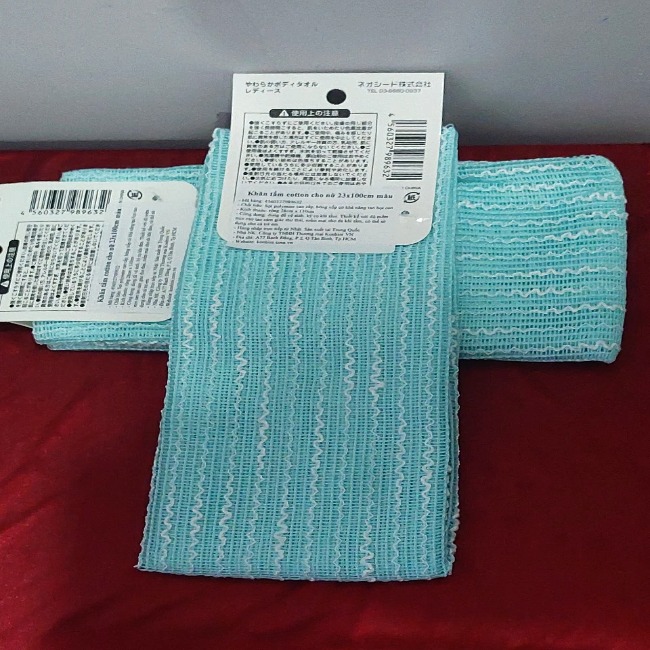 Khăn tắm cotton cho nữ 23x100cm màu xanh