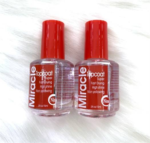 Sơn Bóng Mau Khô, Bóng Trong Suốt, Bảo Vệ Màu Sơn Móng Tay Topcoat Miracle TC03 Chai 15ml
